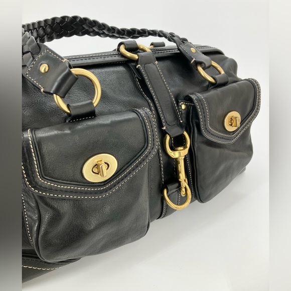 COACH Black #3569 Braided Leather Satchel Bag - Picture 10 of 16